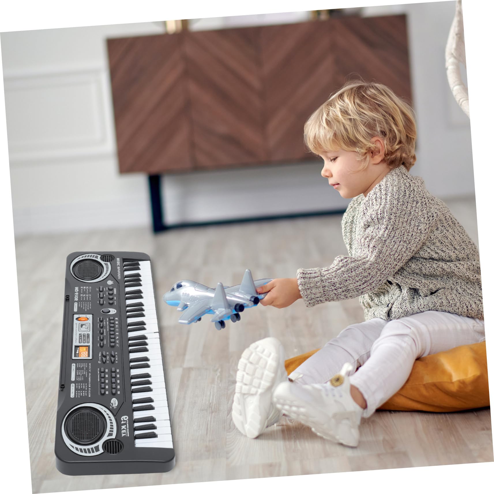 Pianoforte Elettronico Giocattolo Abs Nero 61 Tasti per Ragazzo Ragazza