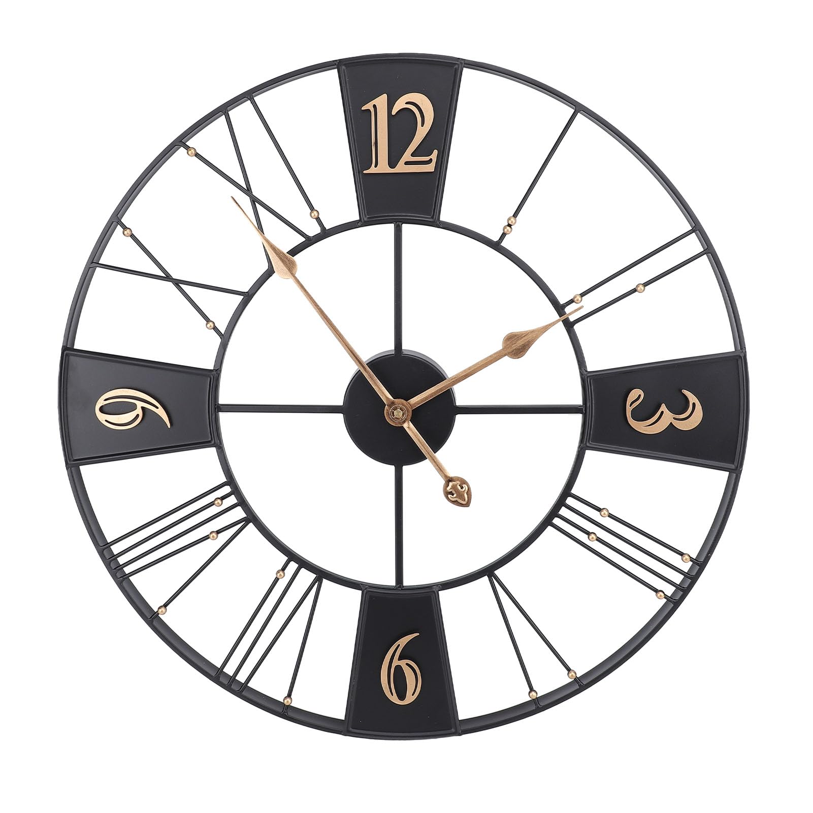 Reloj de Pared Industrial Retro, Diseño Vintage, Reloj Silencioso de Metal para Sala de Estar y Oficina, 23,62 Pulgadas