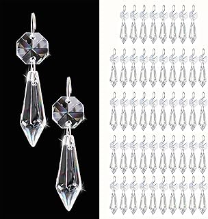 50PCS Premium Clear Crystal Teardrop Prism 2.4" -Crystal Glass Baroque Chandelier Pendant Drop Loose