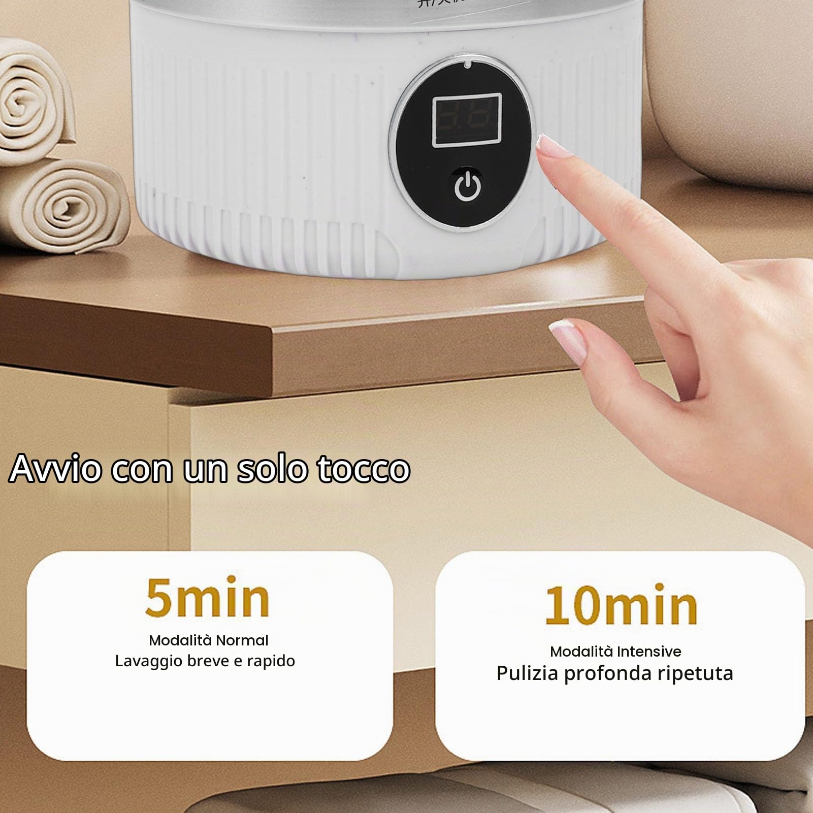Lavatrice Portatile, Mini Lavatrice per Biancheria Intima, Piccola Lavatrice a Batteria Ricaricabile per Calzini, Viaggi, Appartamenti, Dormitori di Hotel (WHITE)