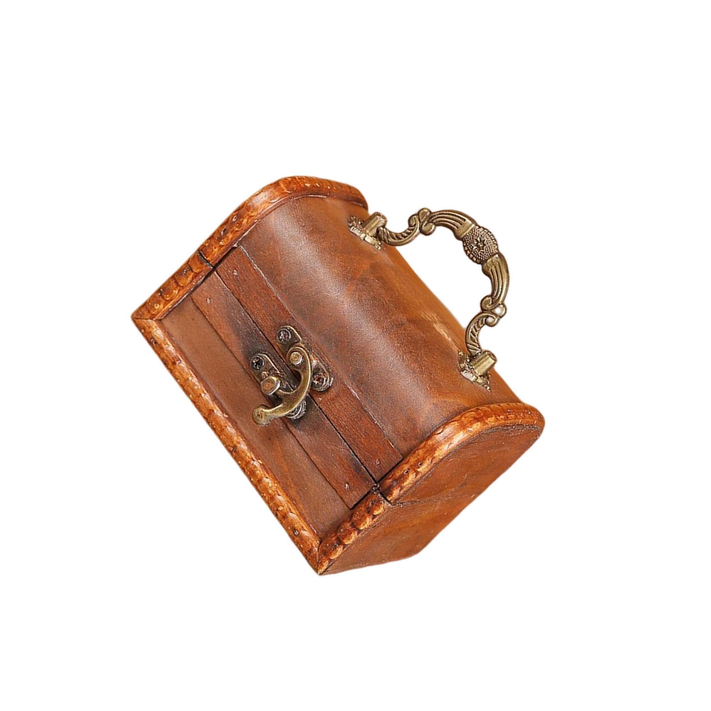 PIXZCSA Elegant Handmade Wooden Jewellery Box Case Vintage Storage Container Retro Treasure Chest Box With Lock Treasure Chest Money Bank Decorative Keepsakes, Yellow