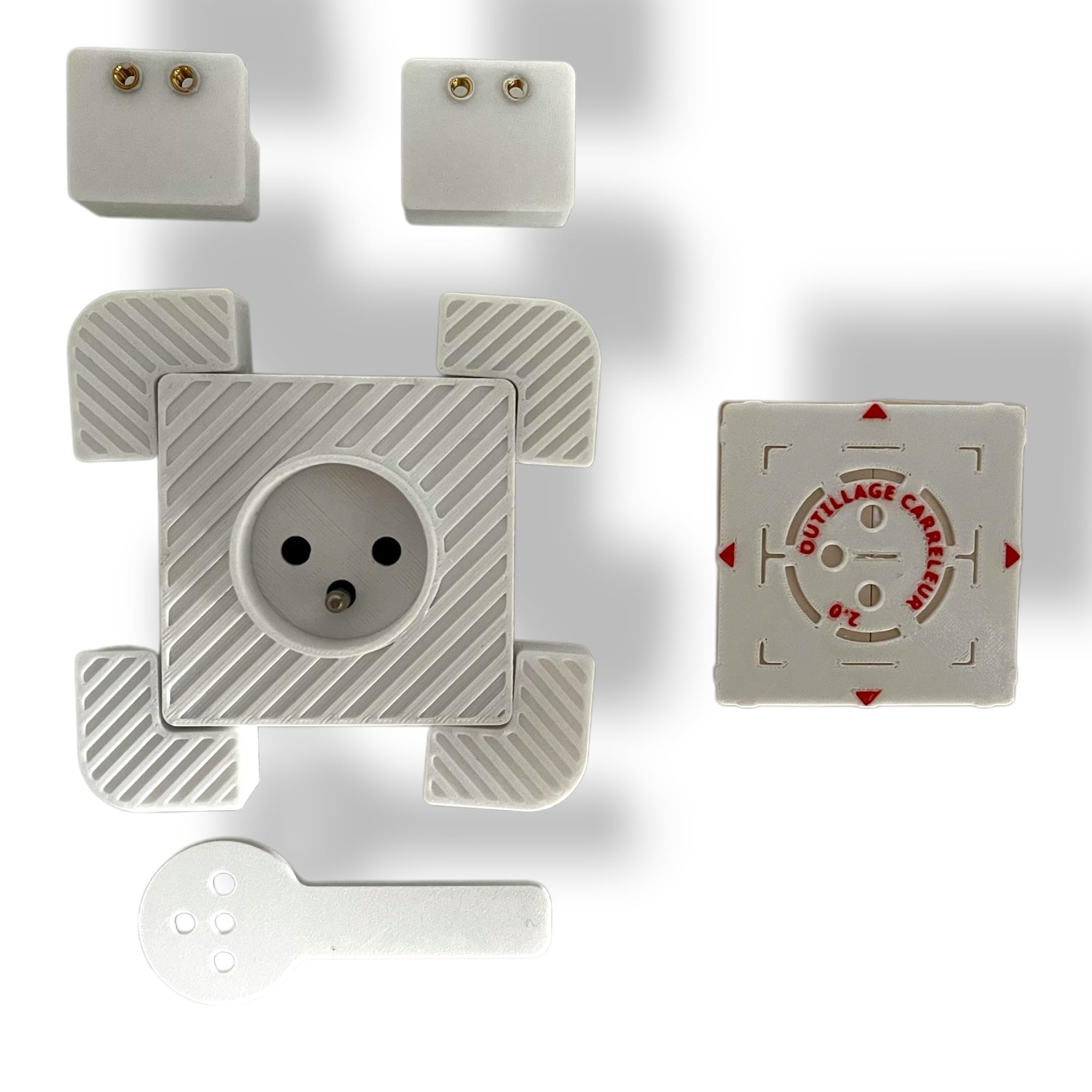 Kit Prise Electrique à Carreler - 16A - Finition Invisible - Outillage Carreleur 2.0 (Blanc)