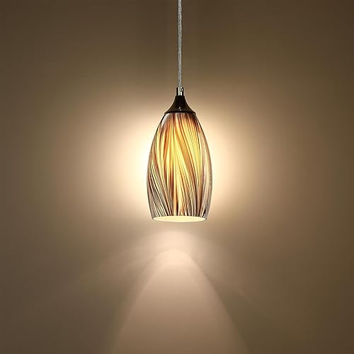 Miniatura 3 de Dolaimy House Paquete de 3 lámparas colgantes de isla de cocina para interiores de 4.65 pulgadas, acabado de níquel cepillado, color marrón, soplado