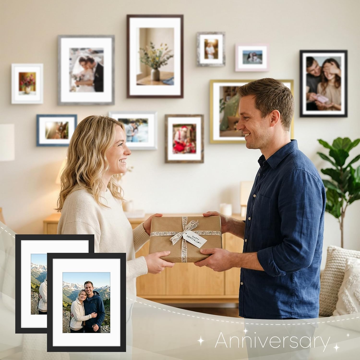 Golden State Art, 11x14 Picture Frame with Mat for 8x10 - High Definition Glass Wall Mounting Horizontal Vertical Display (Black, 2 Pack)