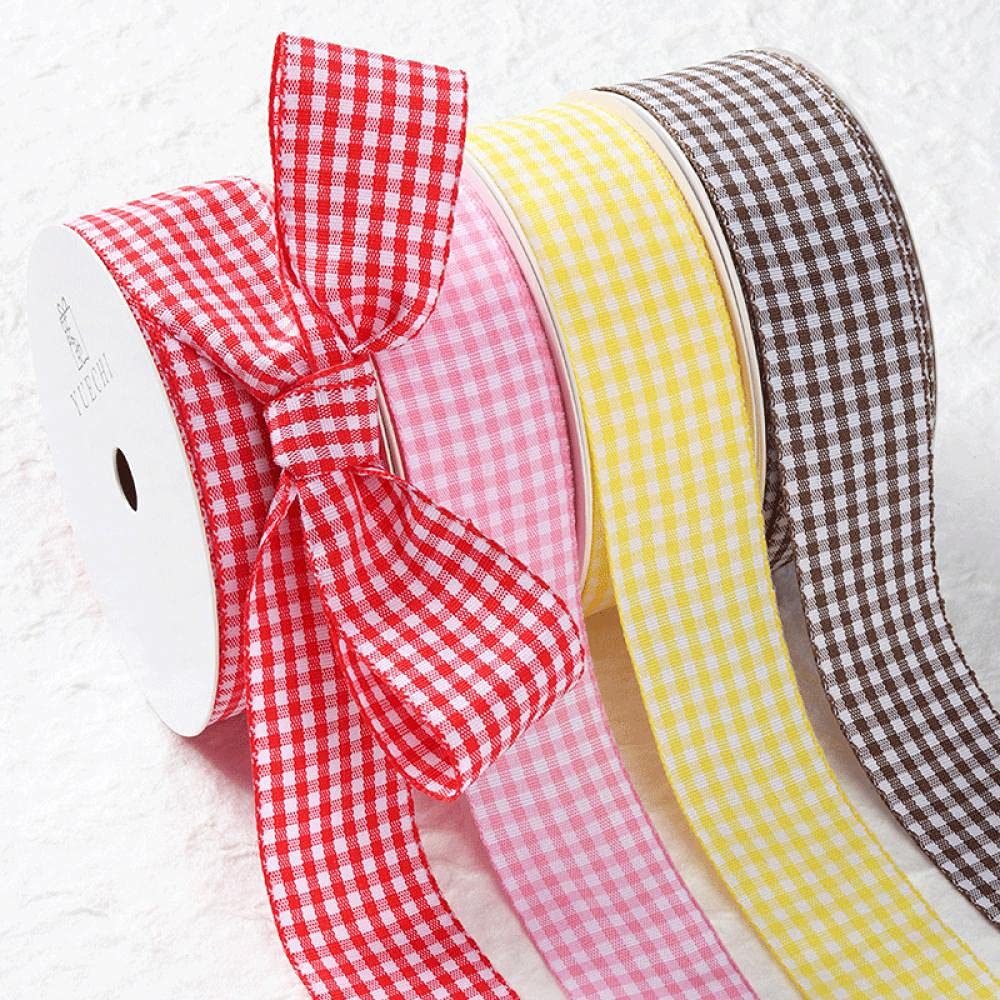 Ribbons For Gift Wrapping Ribbon For Fabric Satin Ribbons Ciasto Wstążka Prezent Prezent Pudełko Dekoracyjne Z Ręcznie Robionym Materialem Diy Plaid Ze Wstążką Wstążki Kwiaty Opakowania Wstążka-Żółty