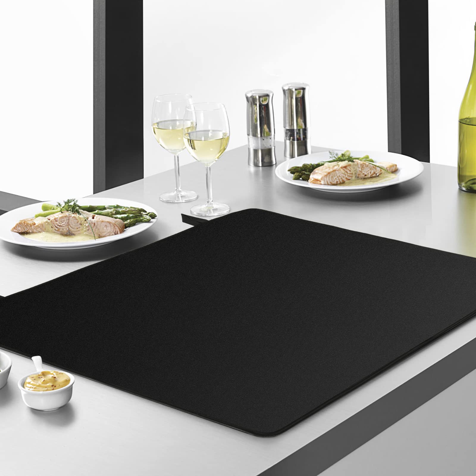 Tappetino per Piano Cottura a Induzione 61.5x53 cm, Tappetino per Piano Cottura a Induzione, Coperchio per Piano Cottura Elettrico, Tappetino Protettivo per Stufa in Vetro Con Rivestimento Antiscivolo