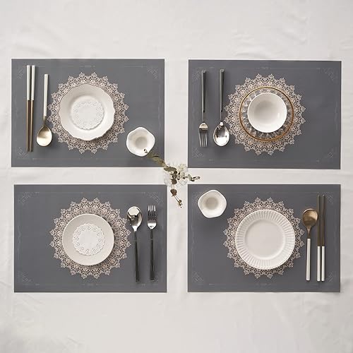 Miniatura 2 de Manteles individuales de papel impermeables  Juego de 6 manteles individuales desechables para mesa de comedor  Elegantes manteles individuales