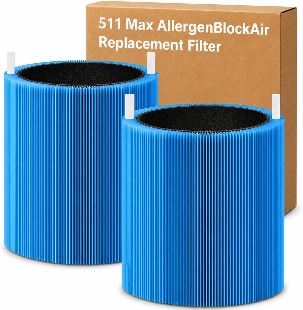 2 Pack 511 AllergenBlock Replacement Filters Compatible with Blueair Blue Pure 511 Air Purifier, 2-in-1 True HEPA and Activated Carbon Filters