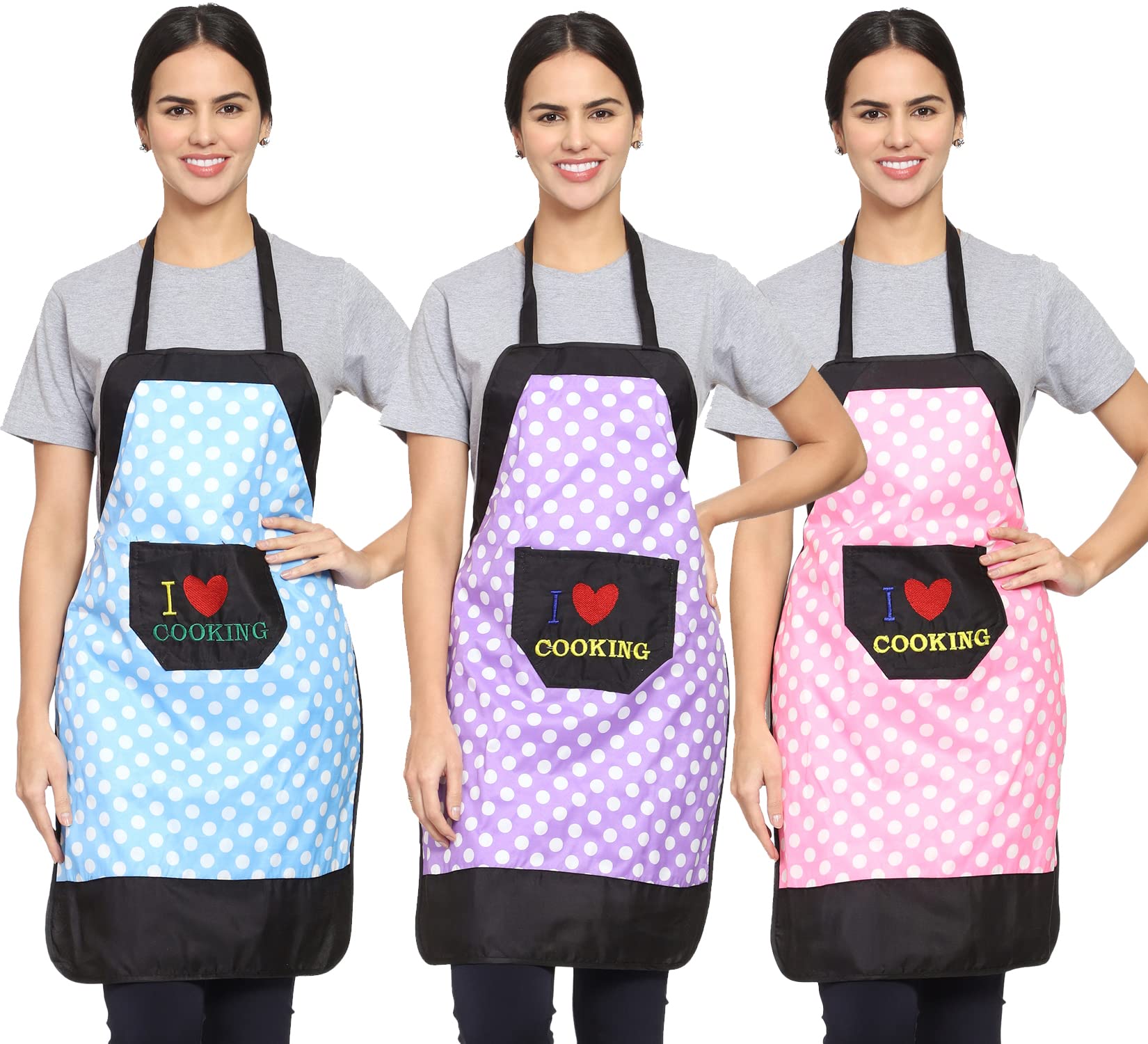 Whitewrap Polka Dot Polyester Fabric Aprons For Women Kitchen Waterproof, Waterproof Chef Cooking Kitchen Aprons with Pockets for Men And Women (Free Size, Multi - 4, 3) (B09ZYD25VW) Amazon Price History, Amazon Price Tracker