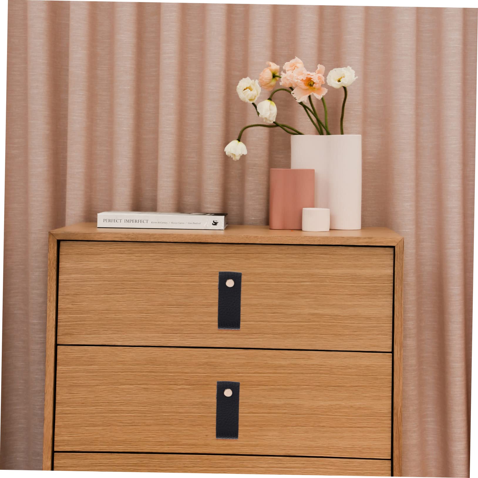BESTonZON 16pezzi Pomelli Per Pelle Pu Anticollisione Maniglie Per Mobili e Comò Per Arredamento Casa e Sicurezza Texture Liscia Nera