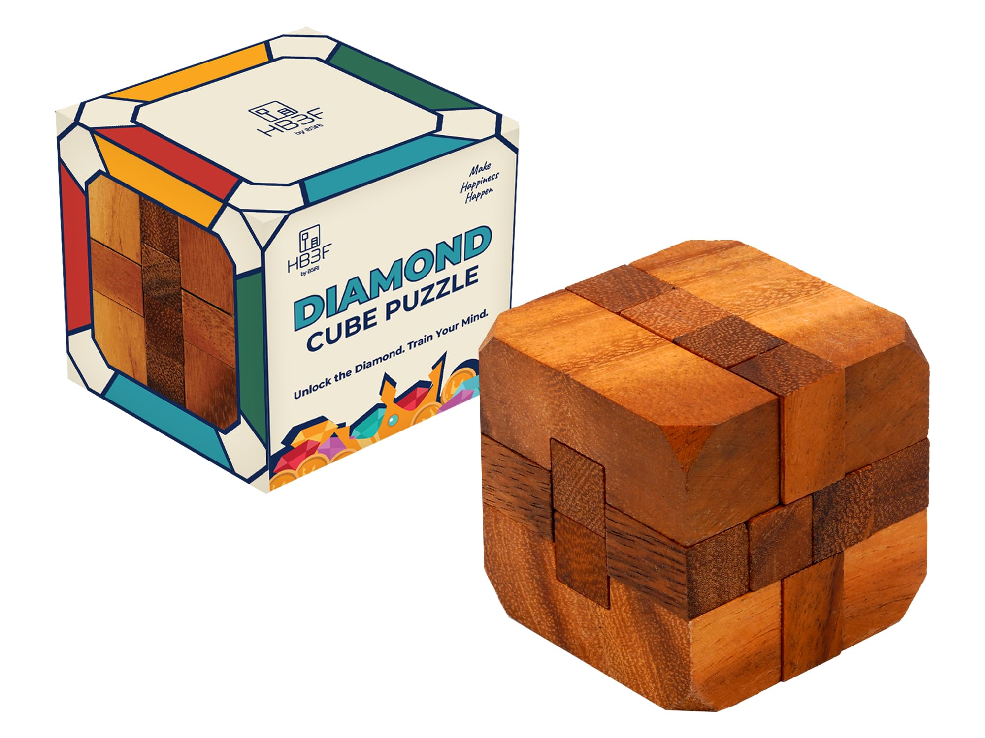 BSIRI Games Gifts and Brain Teaser Puzzles for Adults Classic Games of Diamond Cube Puzzle for Puzzle Games to Challenge Mind Puzzles for Adults for Fun and Educational Game Wooden Puzzles
