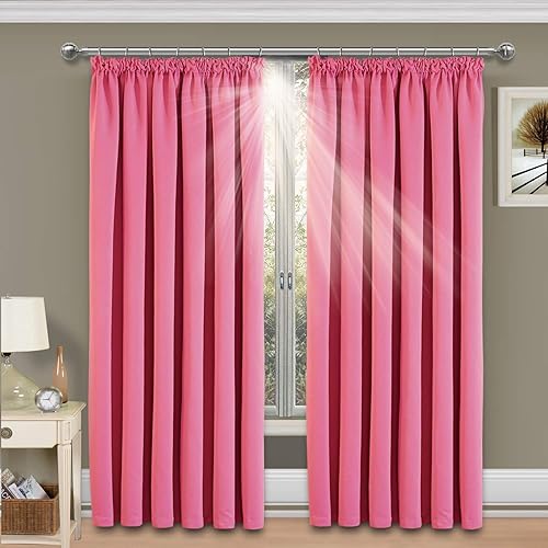 Pink Pencil Pleat Curtains Amazon Co Uk