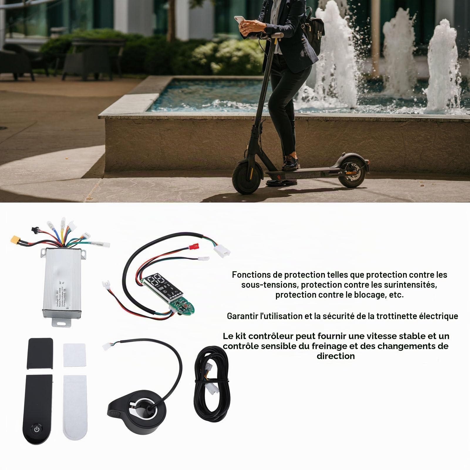BuyWeek Kit de Contrôleur de Scooter Électrique pour Xiaomi M365 1S Pro Pro2, DC 36V 350W Kit de Contrôleur de Moteur Accélérateur de Pouce Tableau de Bord de Trottinette Électrique