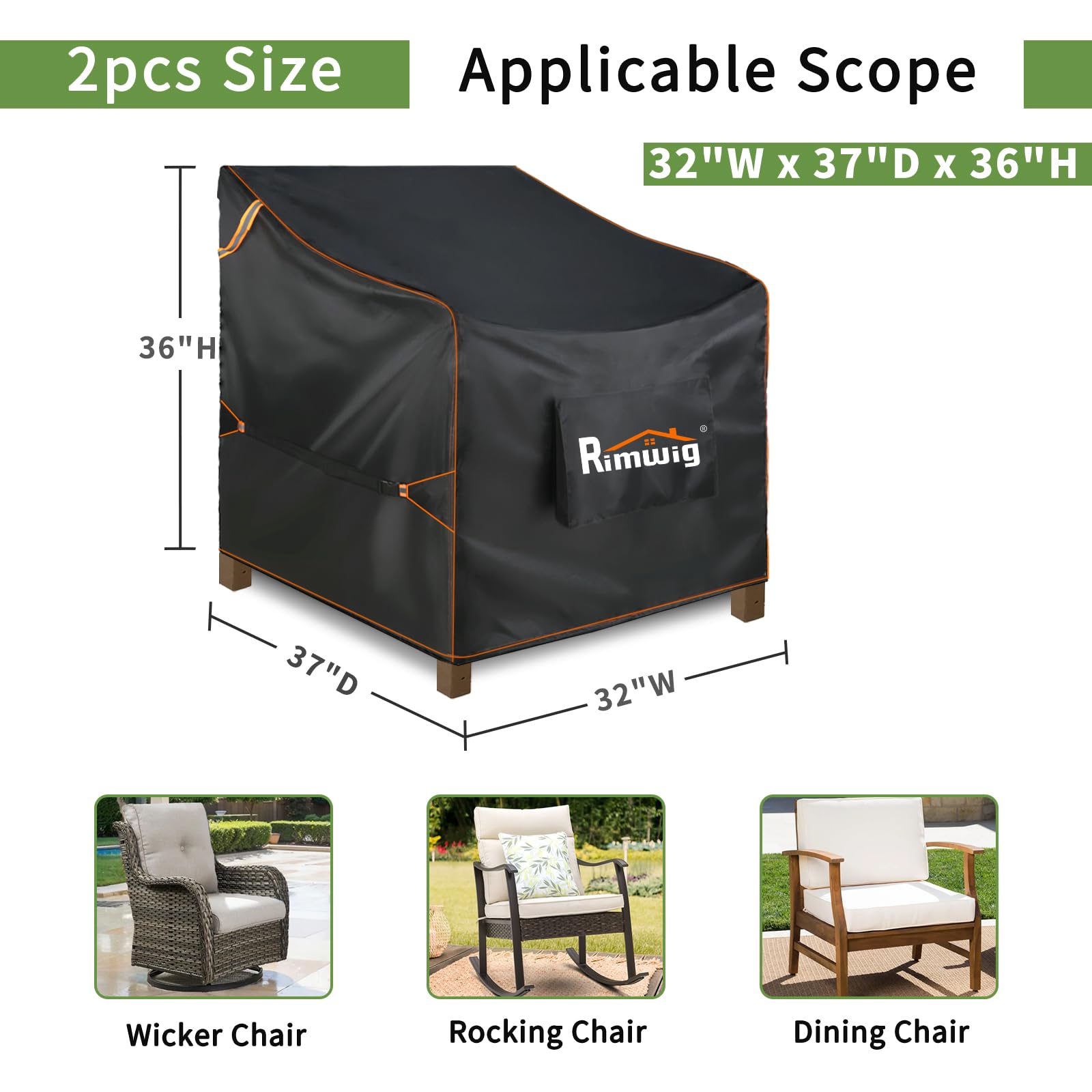 Housses Imperméables 420D Pour Chaises De Jardin - 2 Pièces, 80x84x91 Cm | Protection 4 Saisons Terrasse/balcon - 4