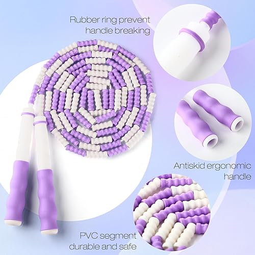 Miniatura 3 de Yunsailing Paquete de 20 cuerdas de saltar para adultos y niños, 9.2 pies de longitud ajustable, cuerda de saltar segmentada libre a granel, cuerdas