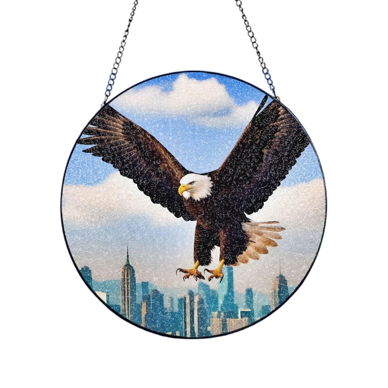 Poezjzw Stained Glass Window Hanging - The Eagle With Wings Sun Catcher For Door Garden Home Decor Christmas Mother'S Day Birthday Gifts 6in（15cm）