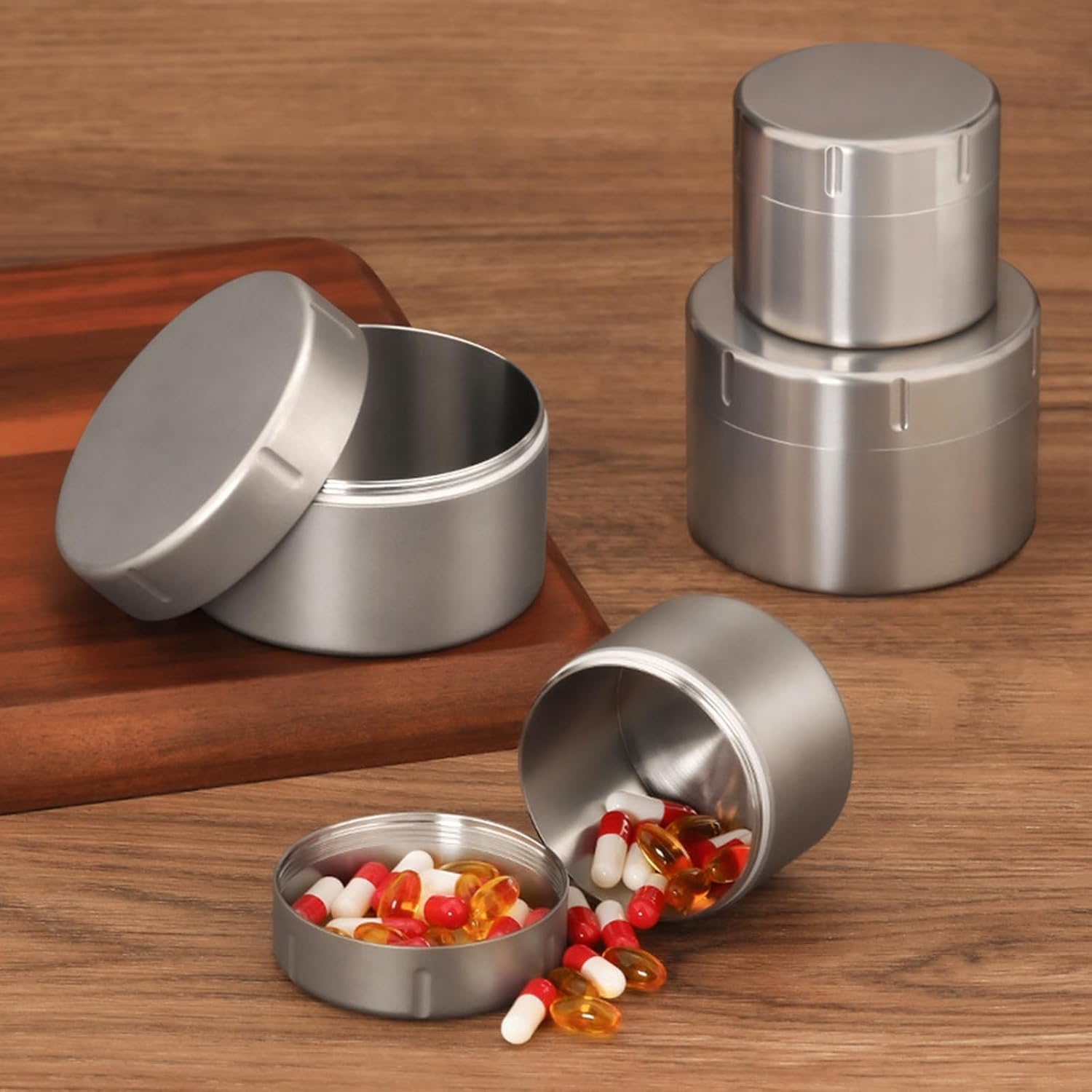 Luftdichte Titan Teedosen luftdicht kaffeedose für gemahlenen，Originalfarbe | Outdoor Reise Tablettendose für Unterwegs, Kleine Tee-Versiegelungsbox, Tragbarer Mini-Aufbewahrungsbehälter für Kaffeebohnen