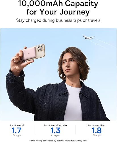 Miniatura 4 de Baseus Picogo - Cargador portátil Magsafe, certificado Qi2 de 0.5 pulgadas, ultra delgado, batería inalámbrica de 15 W, batería magnética de carga