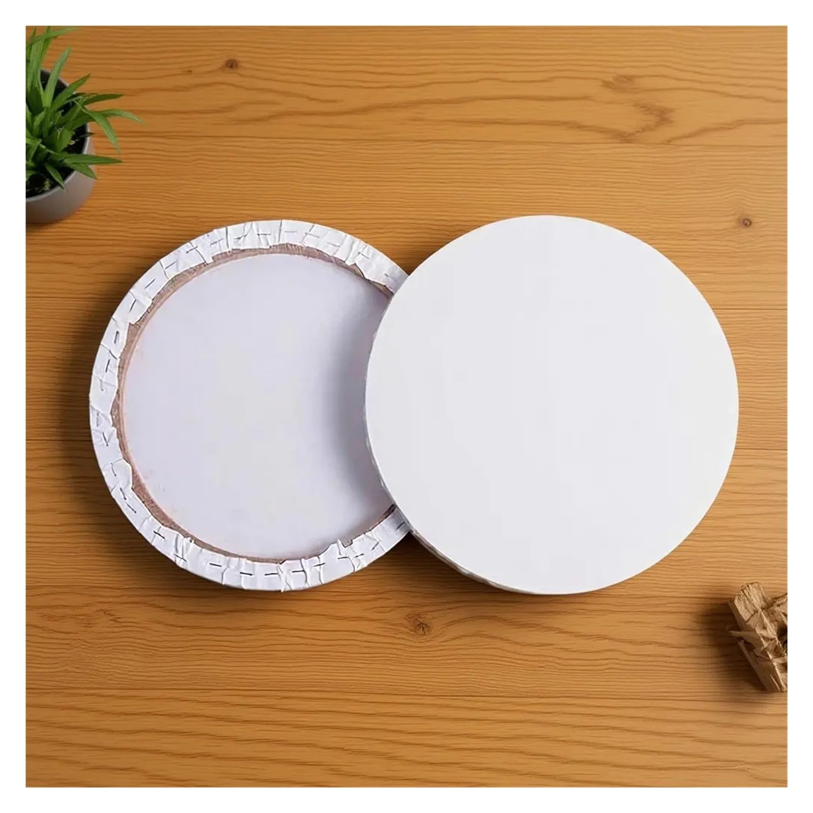 4 Stück kreisförmige Ölgemälde-Leinwand aus Baumwolle Für DIY