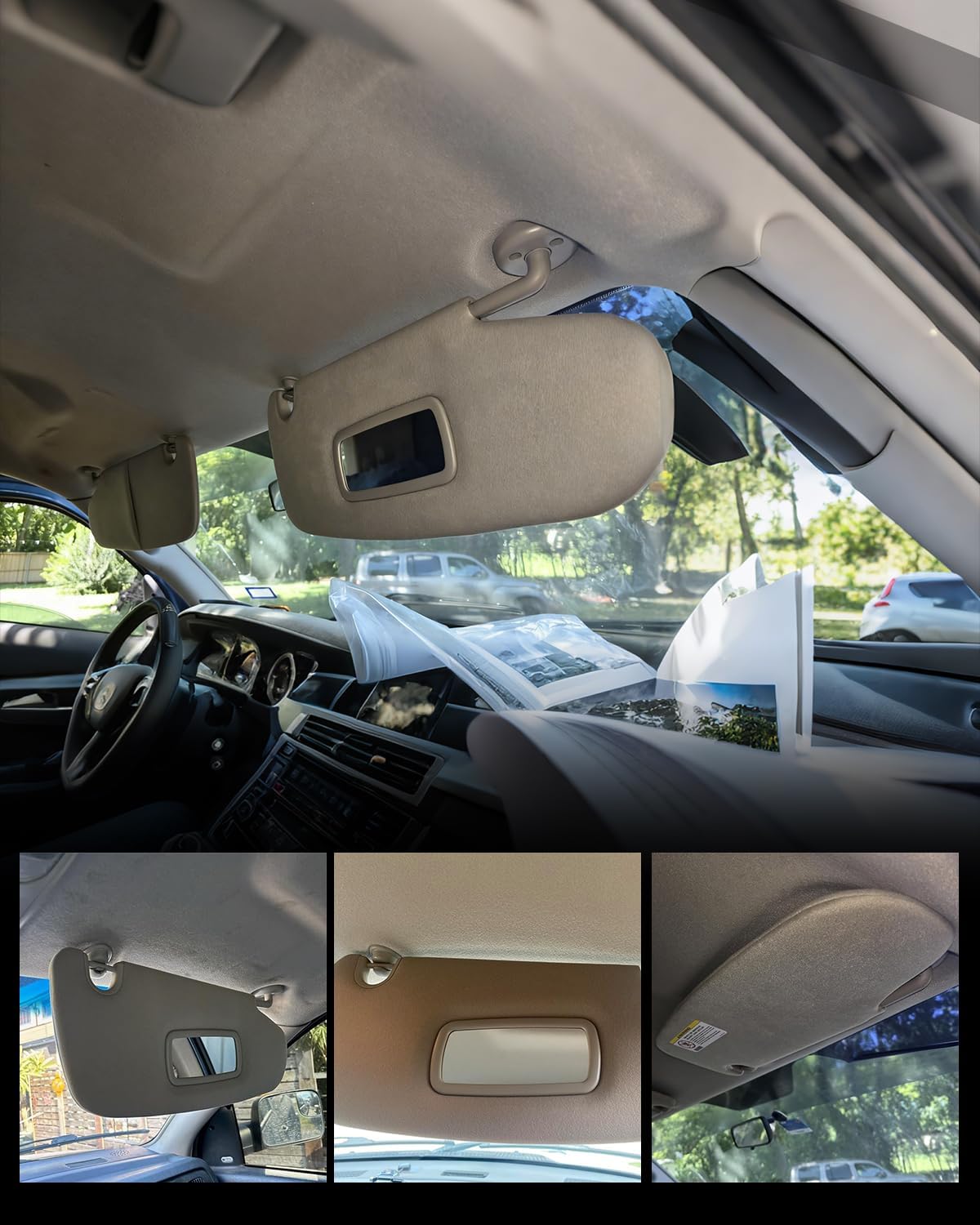 Right Passenger Side Sun Visor with Mirror Compatible with Dodge Ram 1500 2500 3500 2002-2009 - Replace# 1CT18TL2AA, Beige