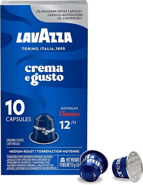 Lavazza Crema E Gusto Medium Roast coffee capsules, offering a rich flavour profile for Nespresso Original machines.