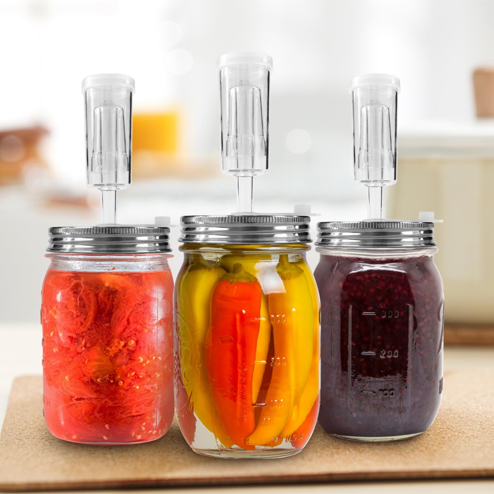 Artcome Set di 32 coperchi di fermentazione con chiusura ad aria, tappi di fermentazione per vasetti grandi a bocca larga
