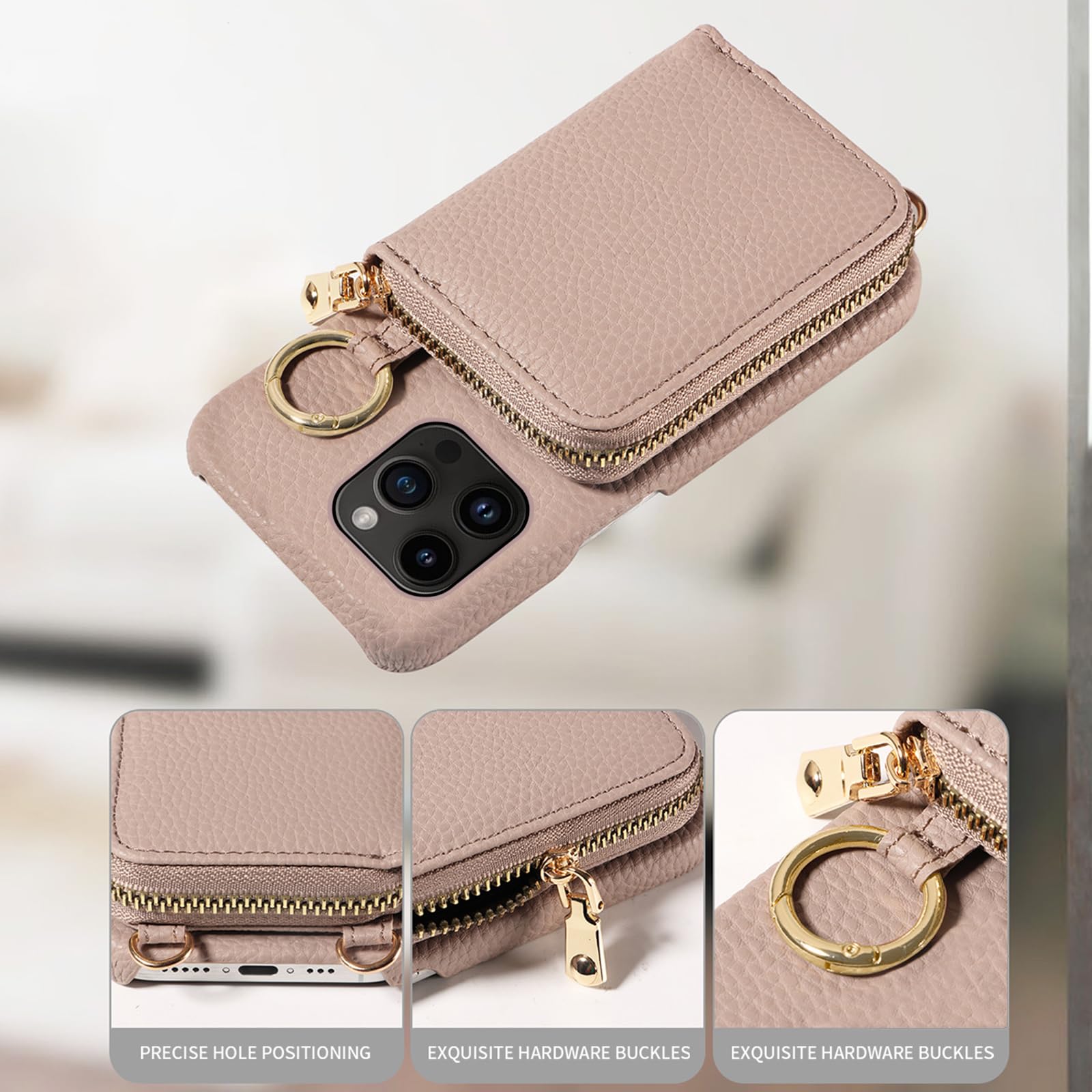 Organ - Custodia a portafoglio con cerniera per iPhone 16 Pro Max da