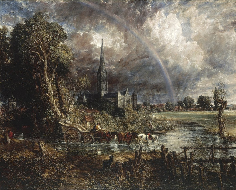 Salisbury Cathedral Storm cadre noir grand format pour habiller grand mur