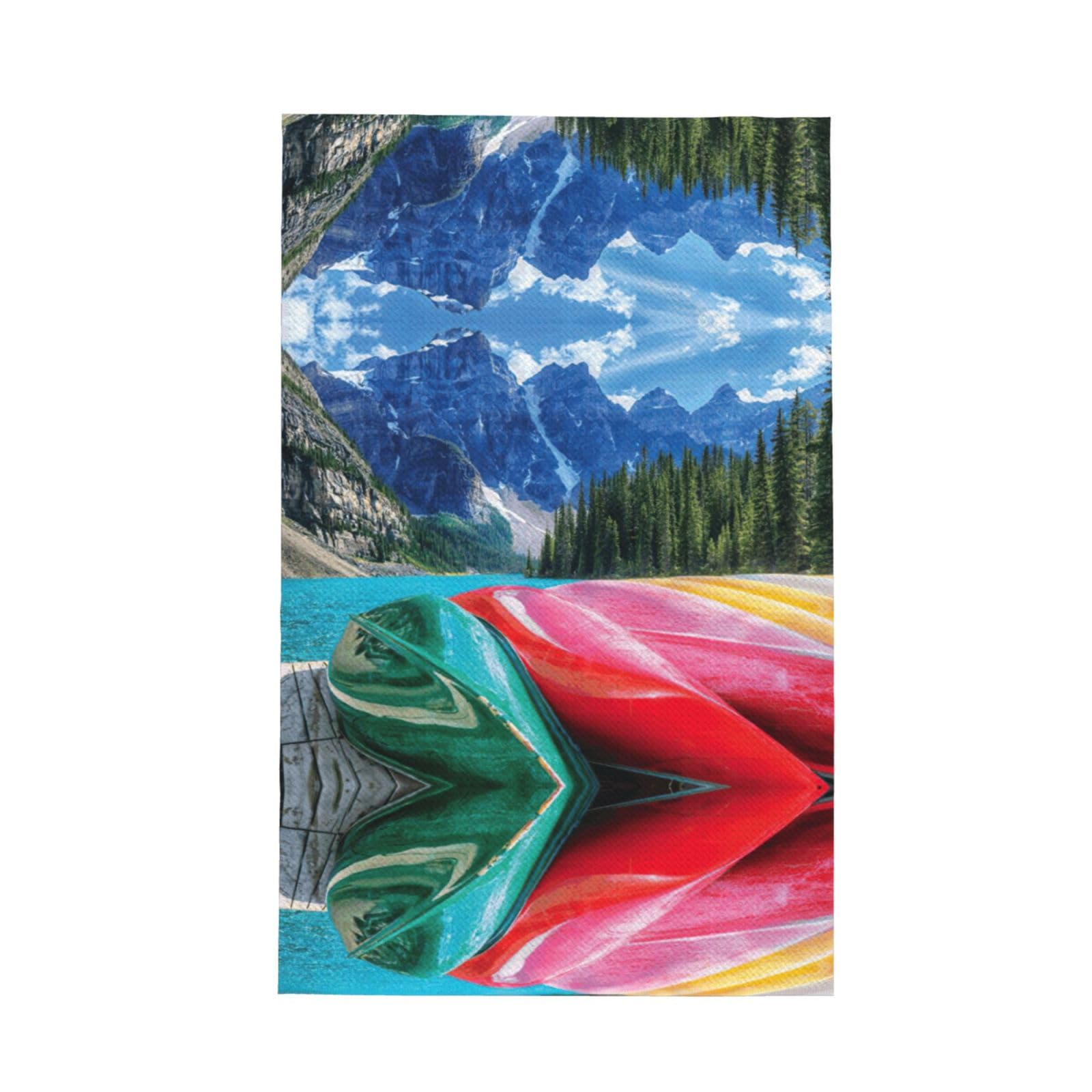Xxahnbm Black Mountain Lake Boats Print Waffle Kitchen Towel,Absorbent Hand Towel