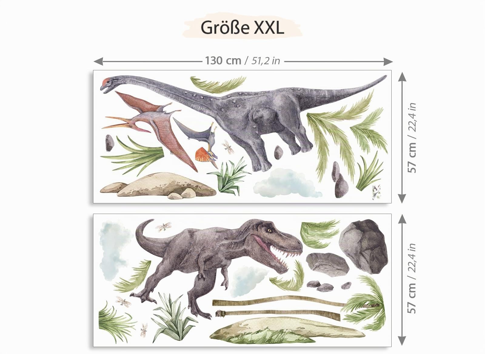 Grandora XXL Dinosaurier Wandtattoo für Kinderzimmer Junge Wandsticker Dschungel Dino Wandaufkleber Wanddeko DL862-5