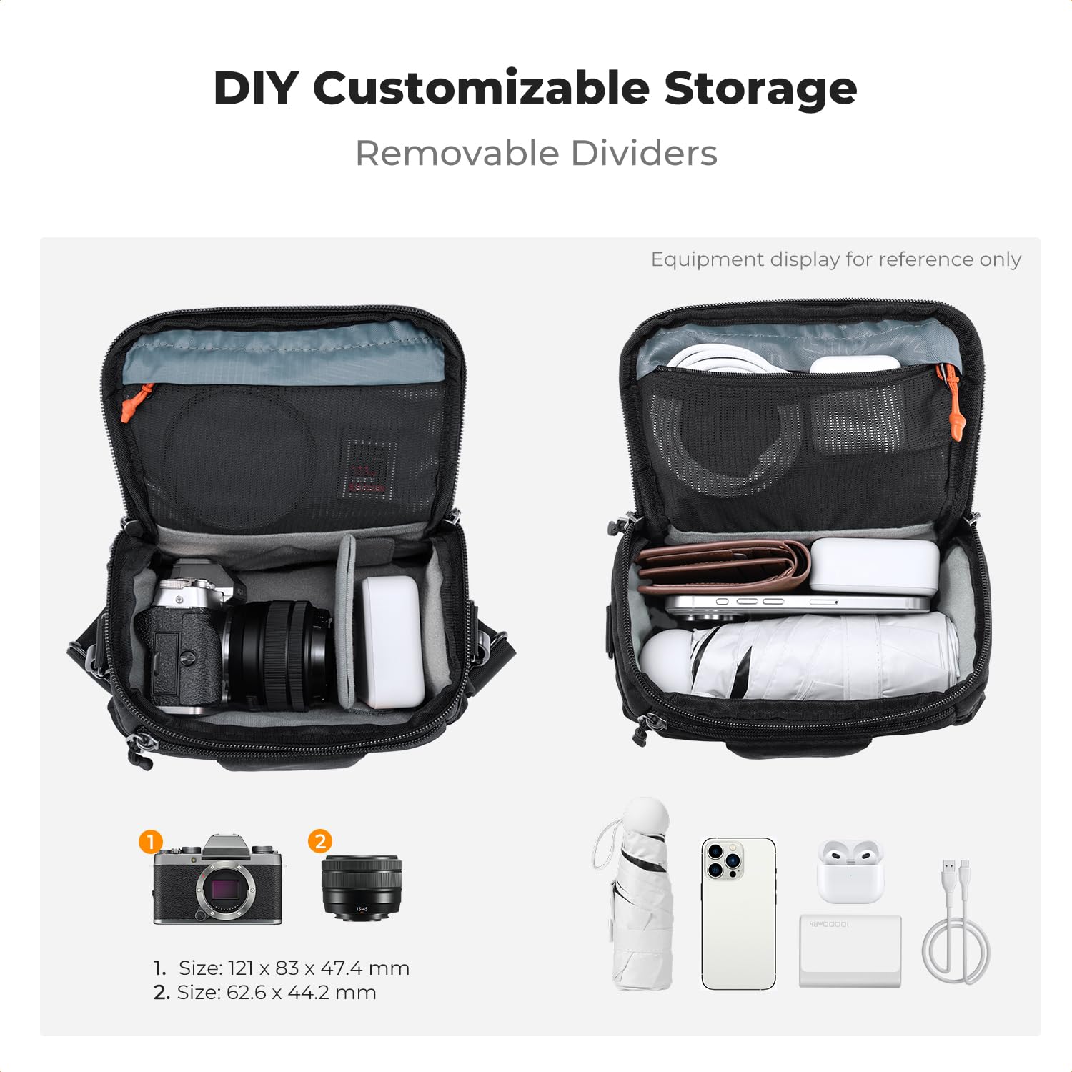 K&F CONCEPT Borsa per Fotocamera a Tracolla, Borsa Fotografica Impermeabile in eva hardshell con tracolla regolabile, Compatta Custodia per Macchine Fotografiche Reflex Obiettivo Treppiede