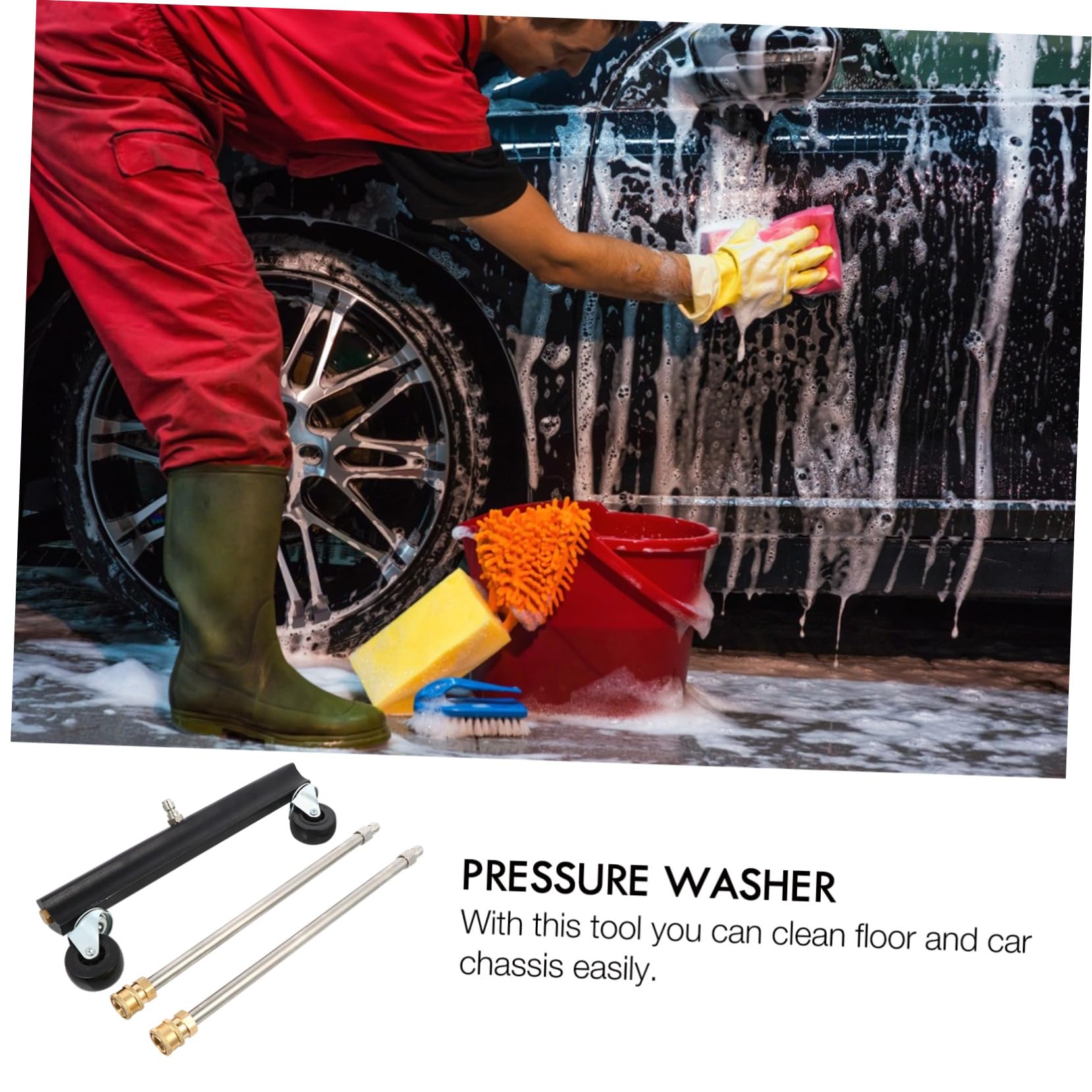 NOLITOY Cepillo de Limpieza para Chasis de Coche Ruedas Giratorias, Acero Inoxidable y Latón, Adecuado para Limpiar Suelos y Remolques Hidrolavadora
