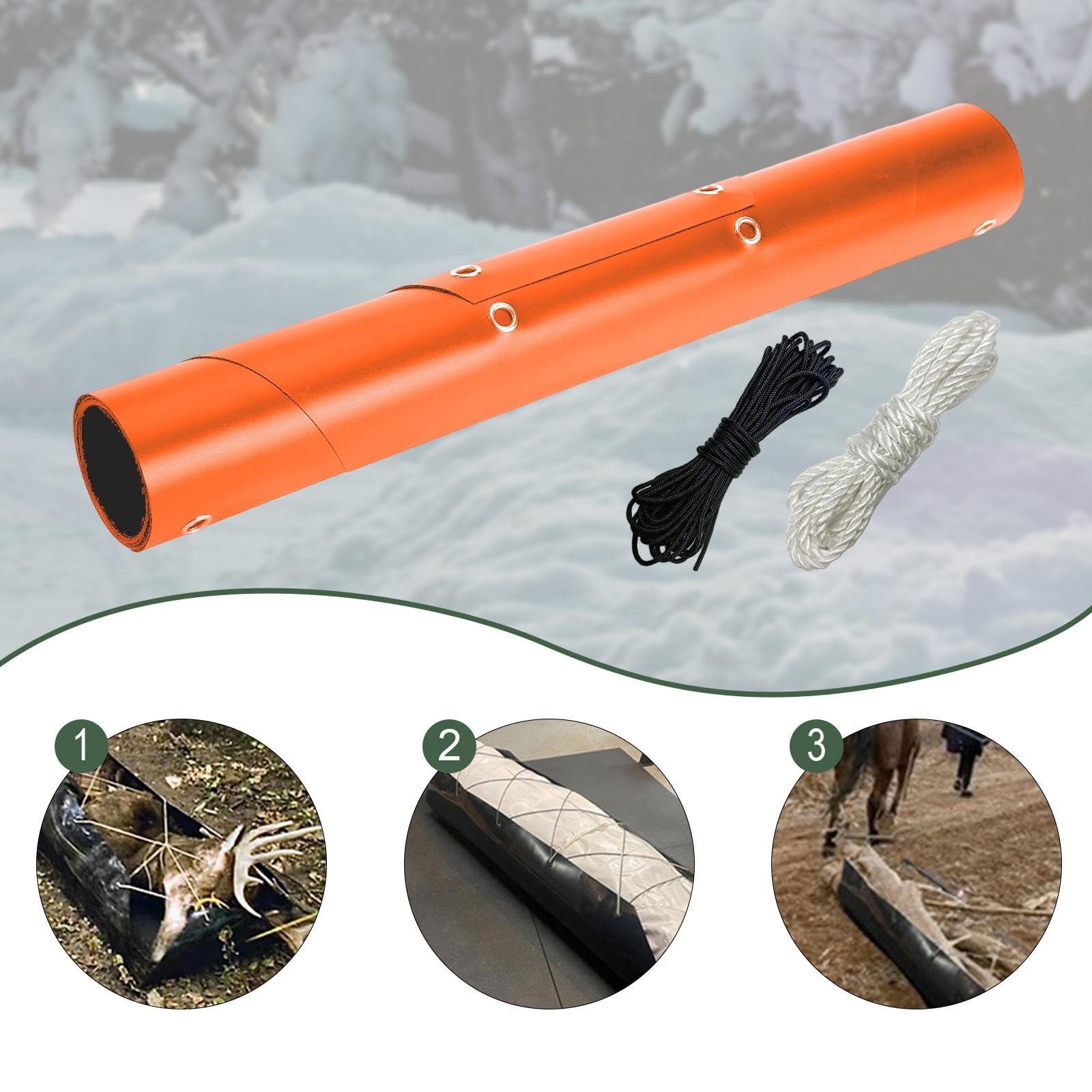 Slitta da Traino per Cervi, Attrezzatura da Esterno Multiuso, Senza Sforzo, con Corde, Slitta da Trasporto Arrotolabile per La Pesca in Campeggio