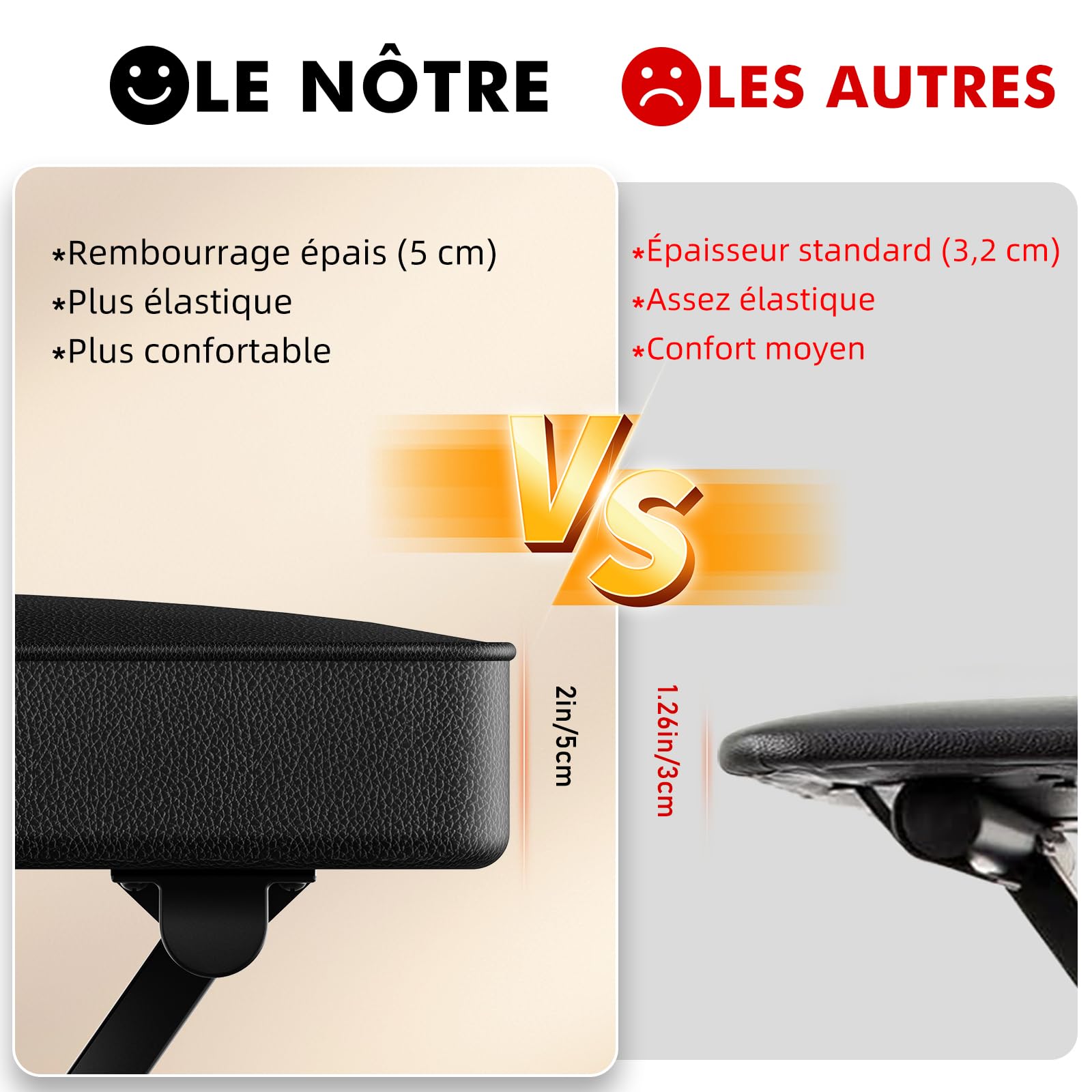 GLEAM Banc de clavier rembourré X-Style réglable en hauteur 36,8 à 47 cm Noir