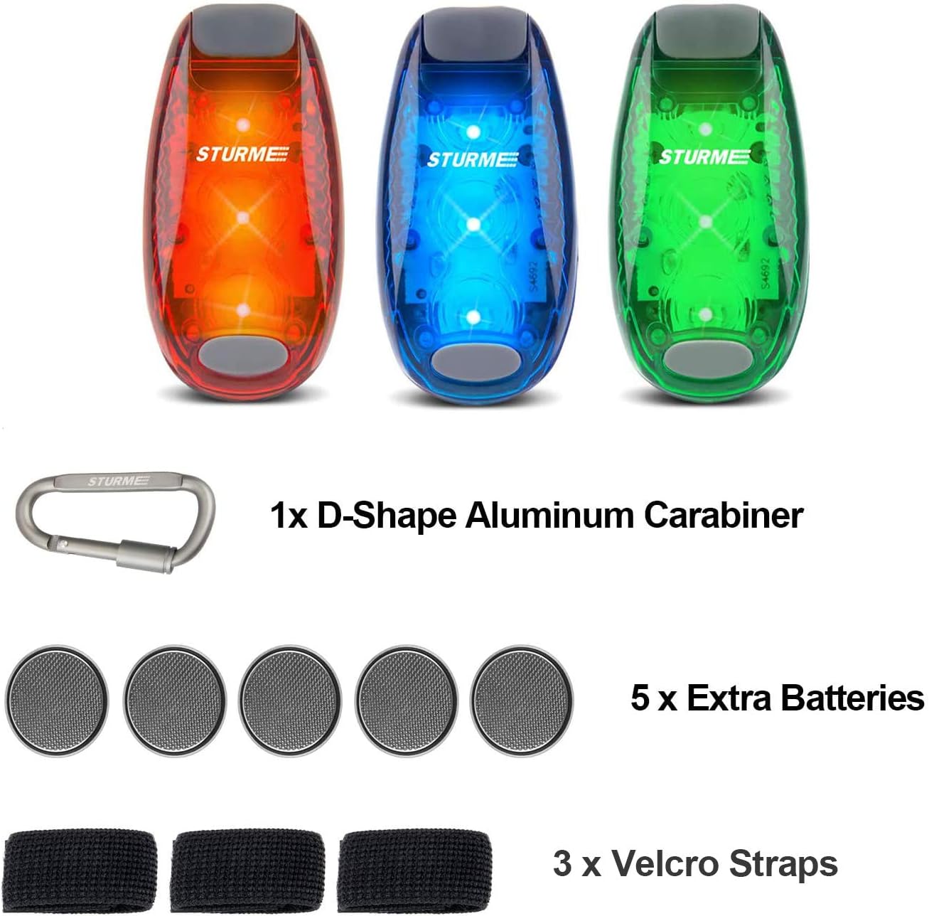 STURME LED Safety Light Strobe Lights Clip on Bike Light Waterproof Flashing Lights Reflective Light Set Flashing Warning Dog Lights for Night Walking Running Bicycle Pet Runner