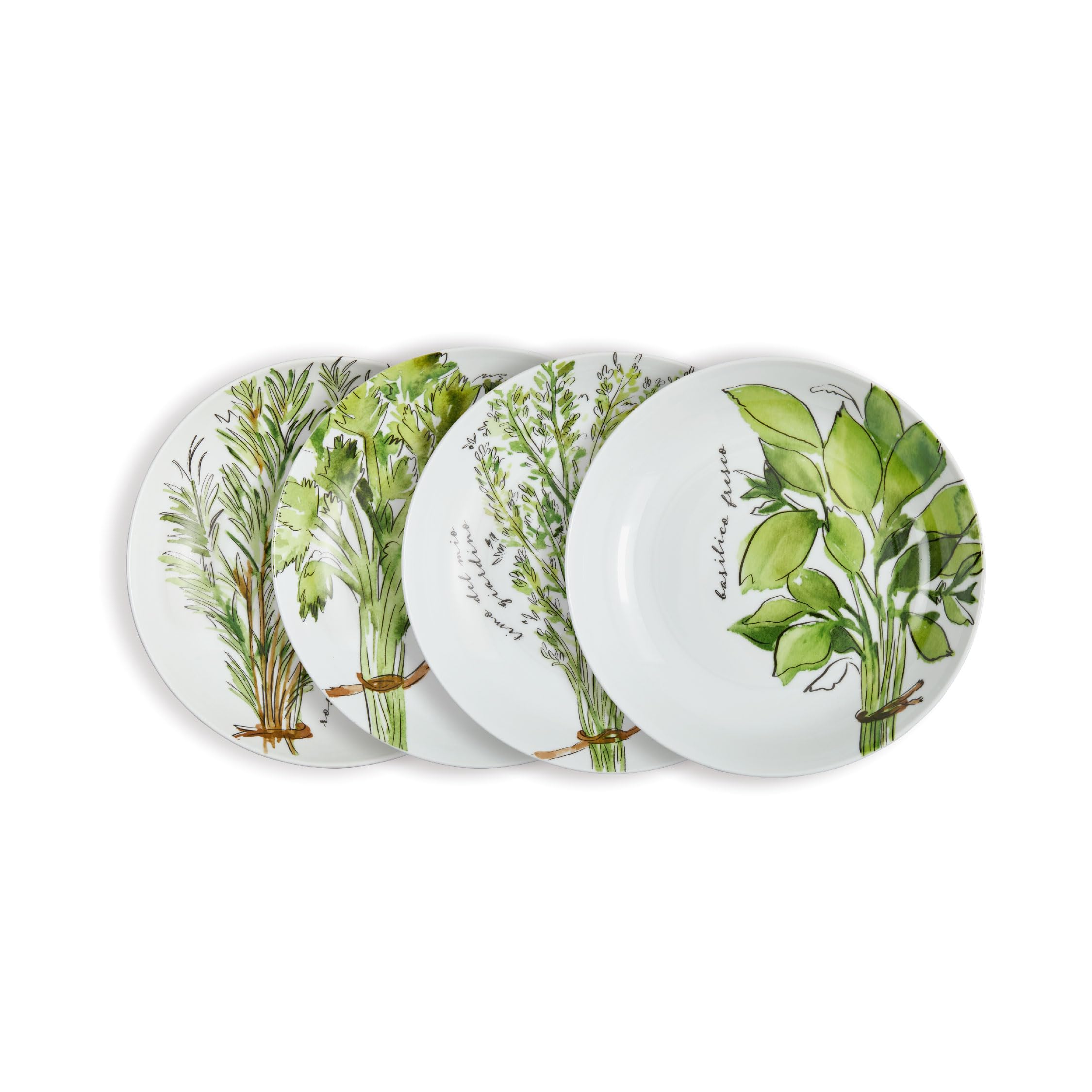 Rosanna Erbe Italiane - Set Di 4 Ciotole Da 21 Cm, In Scatola Regalo, Con Decorazione Di Erbe Aromatiche