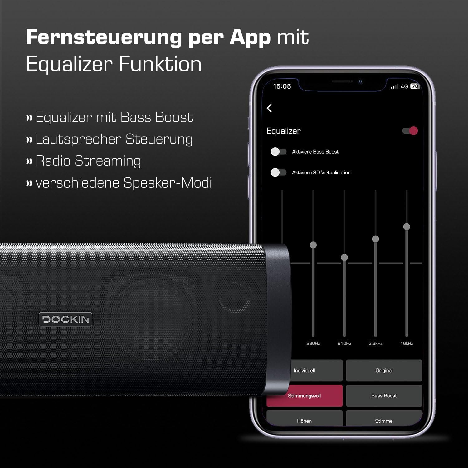 DOCKIN D Fine 50W HiFi Bluetooth Speaker - Mini Portable Audio