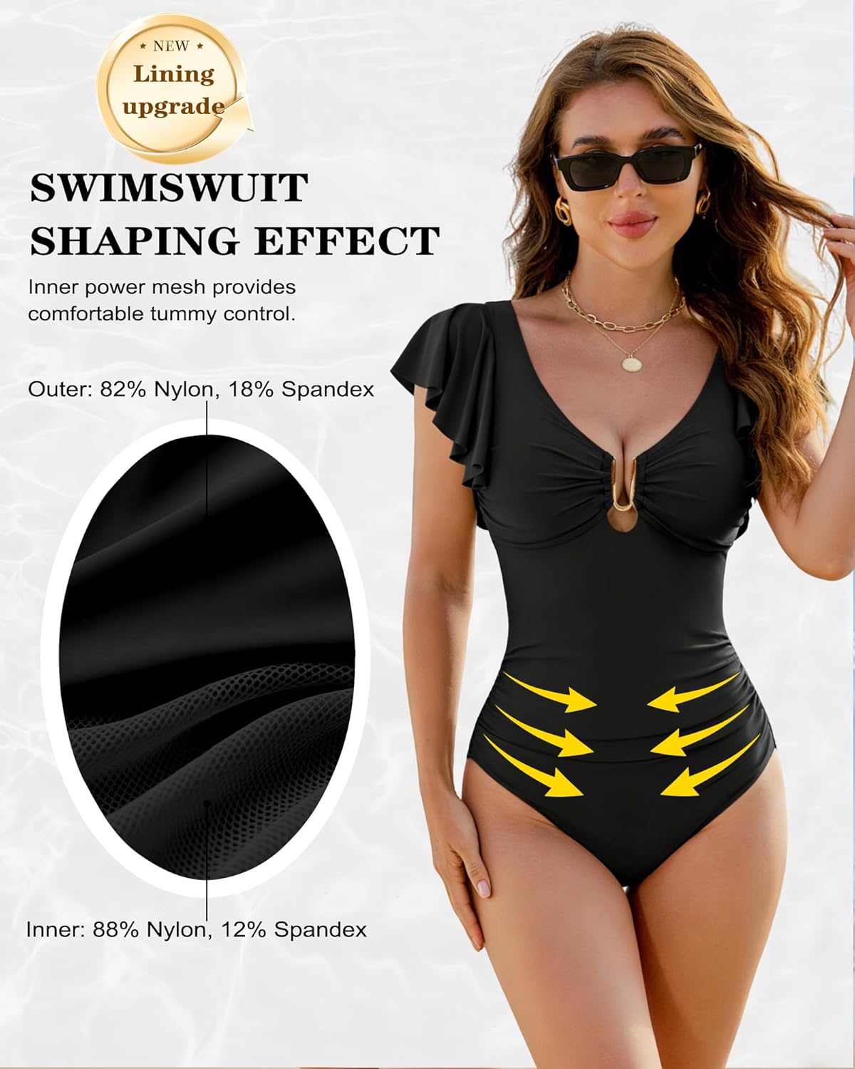 DaiLiWei Womens One Piece Swimsuits Tummy Control Bathing Suit V Neck Push Up Swim Suits Slimming Lace up Ruffle Swimwear - Image 5