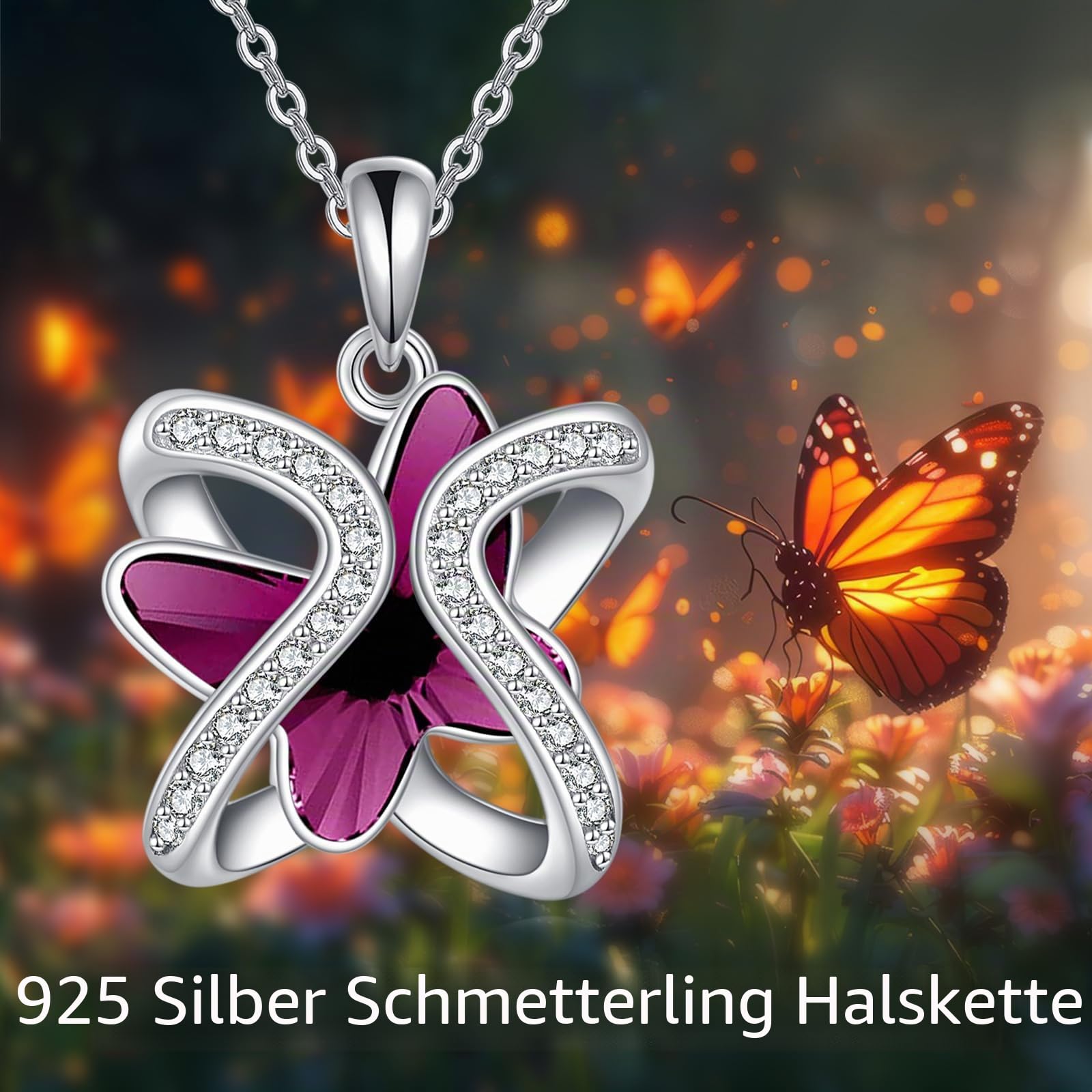 Schmetterling Kristall Halskette für Damen Sterling Silber Schmetterling Anhänger mit Swarovski Kristall Blau Schmetterling Geschenke für Schmetterling Liebhaber