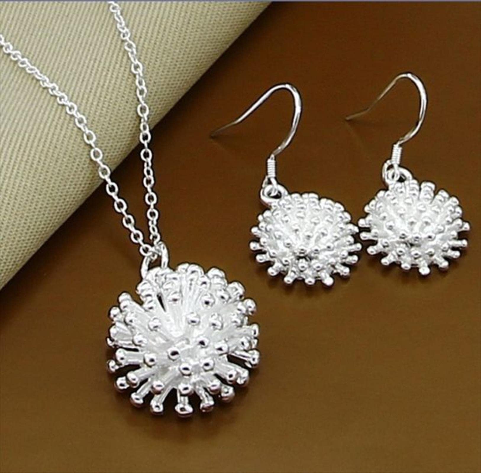 DarryDooly 925 Sterling Silver Jewelry Sets Simple Fashion Insect Moon Round Ball Necklace Earrings Sets For Woman Gift