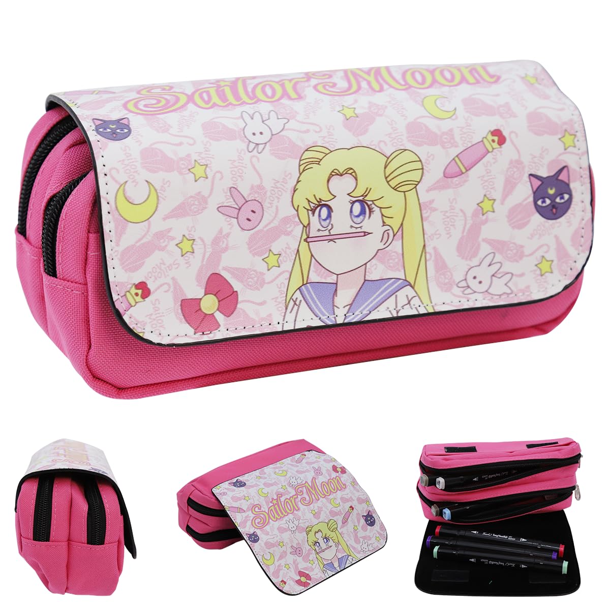 Fancyku® Sailor Moon Pencil Case, Large Capacity Pencil Pouch for Girl, Anime Pencil Pouch, Cartoon Prints Pen Pouch, Cute Back to School Stationery College Pencil Pouch Kids School Accessories (B0C7YVFB4X) Amazon Price History, Amazon Price Tracker