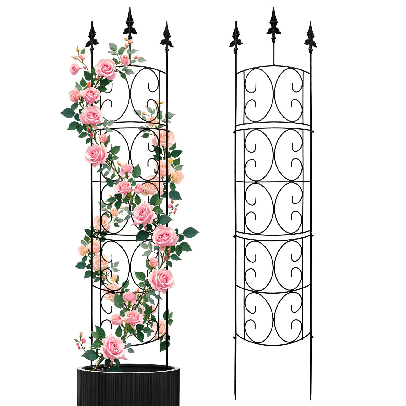 2 Pack 56.7'' H x 12'' W Garden Trellis for Climbing Plants Outdoor, Rustproof Metal (LATIHUUM)