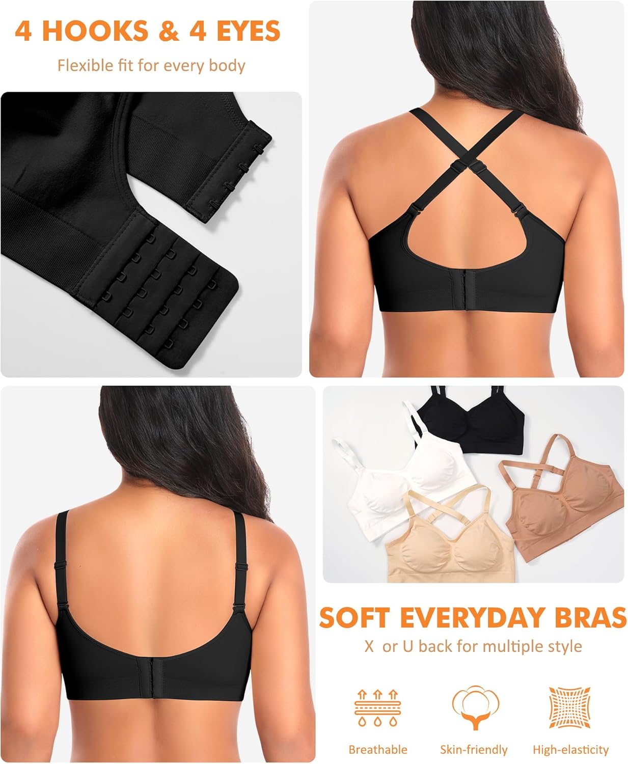 Wireless Sewn in Padded Bras for Women No Underwire T Shirt Bralettes Full Coverage Comfortable Everyday Bra - Image 4