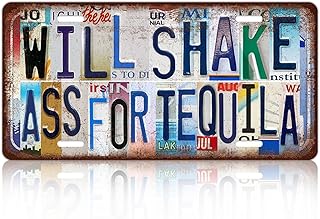 Vintage Wall Decor Will Shake Ass For Tequila License Plate Bar Metal Sign Tin Signs Poster