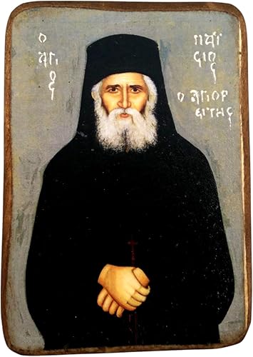 Miniatura 1 de Icono de madera griego cristiano ortodoxo madera de San Paisios  A0