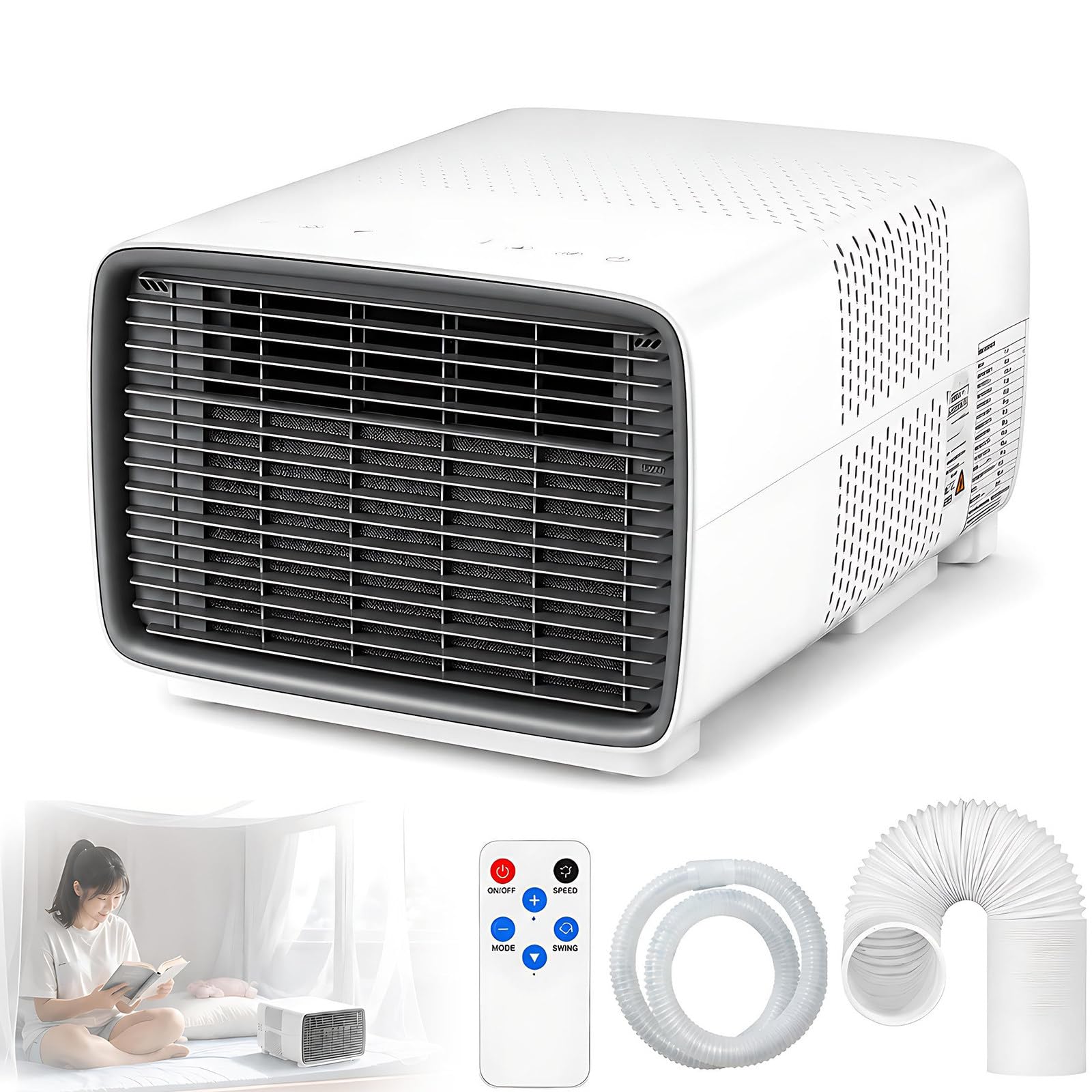 Zhzwwansuge Multicolor Portable Camping Air Conditioner, 2700 Btu Rapid Cooling, 280W Low Power Consumption, Cooling/Dehumidifying/Airflow, For Rvs, Tents, Dormitories, Outdoor Travel