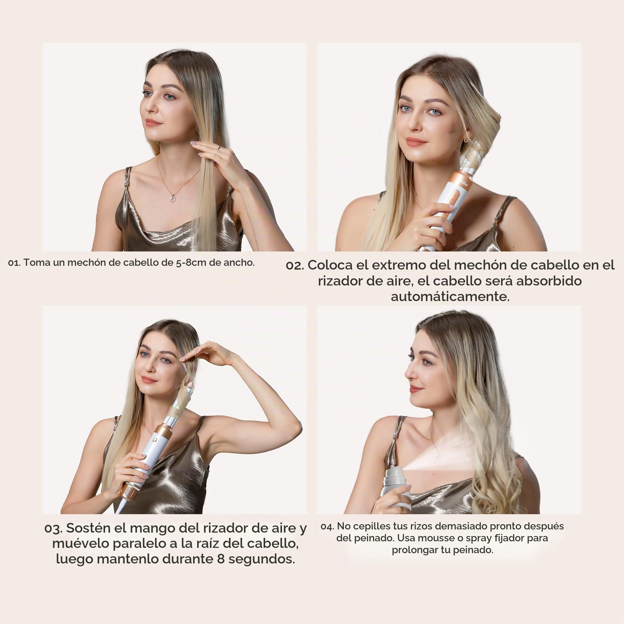 UKLISS Secador Pelo Profesional & Airstyler 7 en 1 con Rizador Pelo Automatico | Cepillo Pelo Redondo | Cepillo Alisador Pelo | Thermal Brush | Airstyler Set Regalos para Mujeres Styling - Blanc