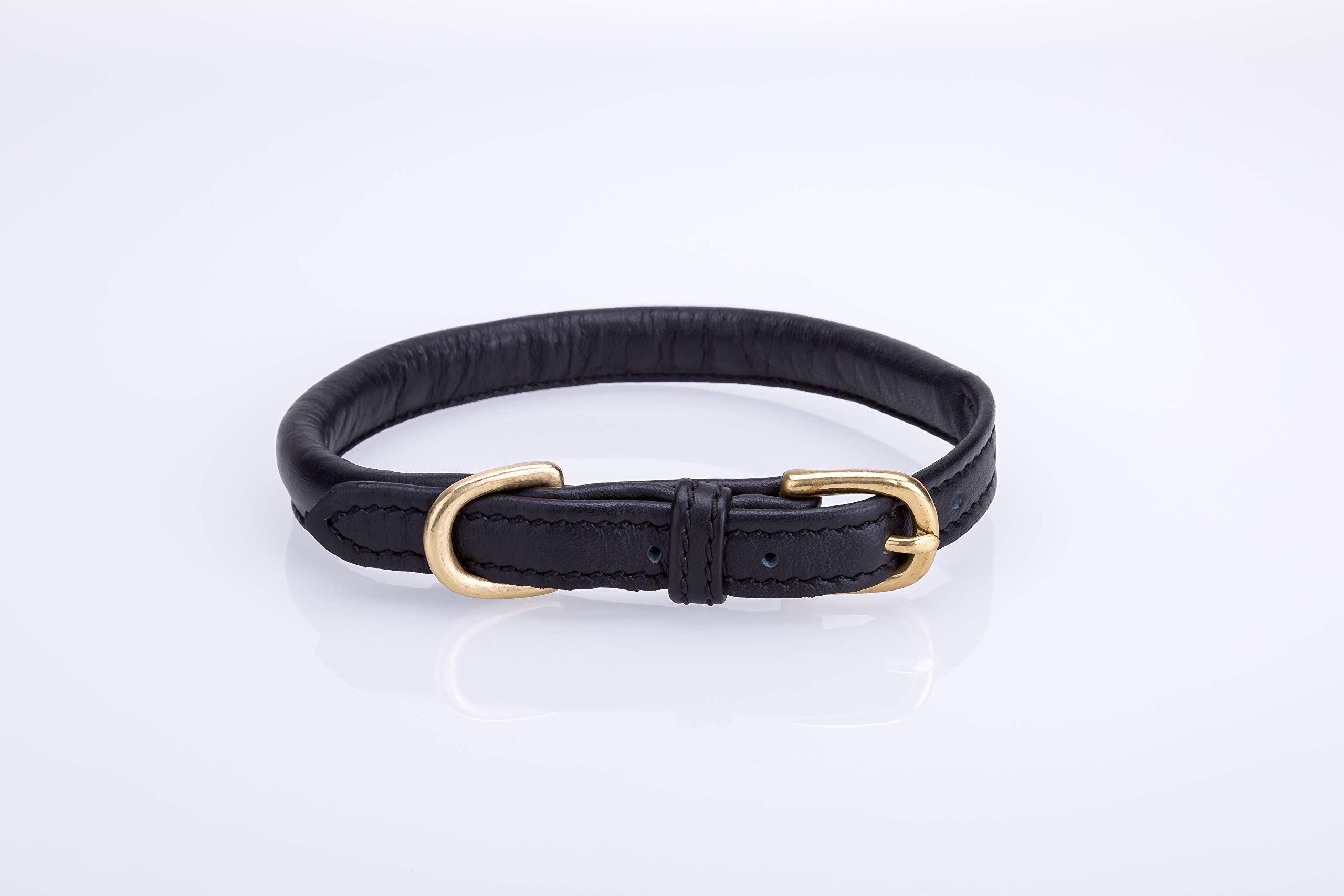 Collier pour chien en cuir roulé super doux noir de haute qualité