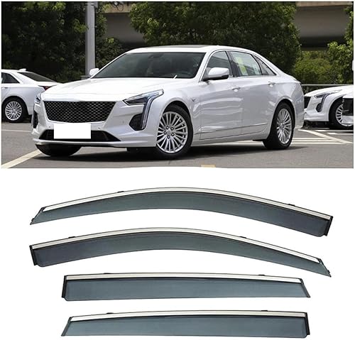 Deflector de ventana lateral, para Cadillac CT6 2016-2022, deflectores de viento de automóvil, viseras de ventana de metal galvanizado, cubierta de