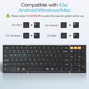 OMOTON Foldable Keyboard for Travel, Full Size with Number Pad, Black
